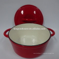 Pot de cuisson émaillé en porcelaine émaillée de forme ovale rouge de haute qualité, cocotte en fonte